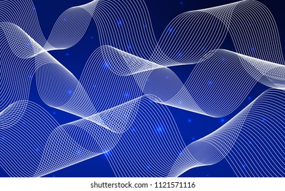 Dark BLUE vector background with xmas confetti. Decorative shining illustration with ribbons on abstract template. The pattern can be used for carnival, festival leaflets.