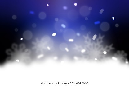 Dark BLUE vector background with xmas snowflakes. Glitter abstract illustration with crystals of ice. New year design for your ad, poster, banner.