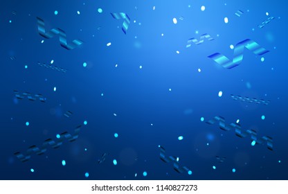 Dark BLUE vector background with xmas confetti. Beautiful colored illustration with ribbon in celebration style. The pattern can be used for birthday gifts, congratulations. Dark BLUE vector background with xmas confetti. Beautiful colored illustration with ribbon in celebration style. The pattern can be used for birthday gifts, congratulations.