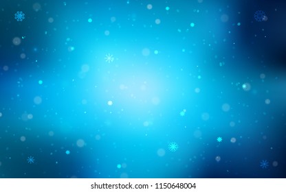 Dark BLUE vector background with xmas snowflakes. Glitter abstract illustration with crystals of ice. The pattern can be used for year new  websites.