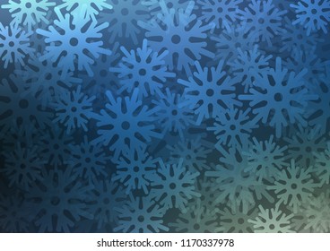 Dark BLUE vector background with xmas snowflakes. Shining colored illustration with snow in christmas style. The pattern can be used for year new  websites.