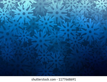 Dark BLUE vector background with xmas snowflakes. Modern geometrical abstract illustration with crystals of ice. New year design for your business advert.
