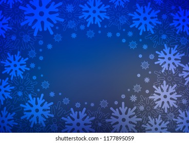 Dark BLUE vector background with xmas snowflakes. Modern geometrical abstract illustration with crystals of ice. The pattern can be used for new year ad, booklets.