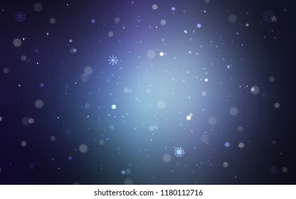 Dark BLUE vector background with xmas snowflakes. Glitter abstract illustration with crystals of ice. The template can be used as a new year background.