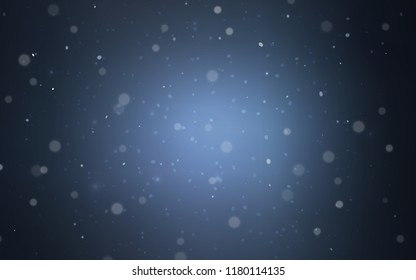 Dark BLUE vector background with xmas snowflakes. Snow on blurred abstract background with gradient. The template can be used as a new year background.