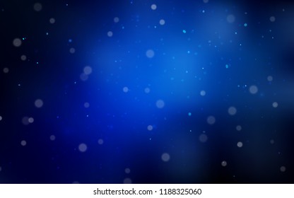 Dark BLUE vector background with xmas snowflakes. Snow on blurred abstract background with gradient. The pattern can be used for year new  websites.