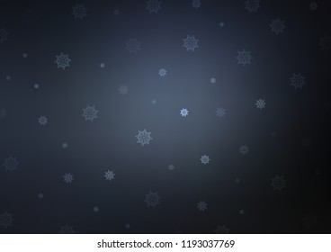 Dark BLUE vector background with xmas snowflakes. Modern geometrical abstract illustration with crystals of ice. New year design for your business advert.