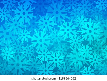 Dark BLUE vector background with xmas snowflakes. Modern geometrical abstract illustration with crystals of ice. New year design for your ad, poster, banner.