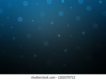 Dark BLUE vector background with xmas snowflakes. Glitter abstract illustration with crystals of ice. New year design for your ad, poster, banner.