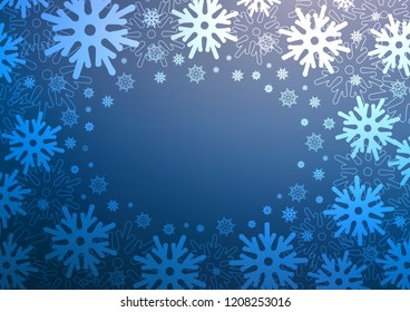 Dark BLUE vector background with xmas snowflakes. Modern geometrical abstract illustration with crystals of ice. The pattern can be used for year new  websites.