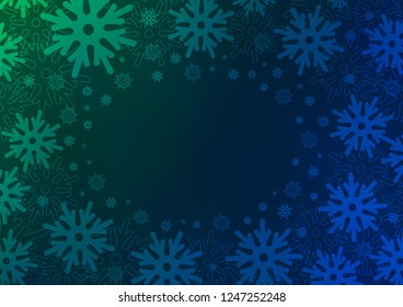 Dark BLUE vector background with xmas snowflakes. Glitter abstract illustration with crystals of ice. New year design for your business advert.
