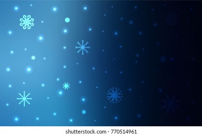 Dark BLUE vector background with xmas snowflakes. Modern geometrical abstract illustration with crystals of ice. The pattern can be used for year new  websites.