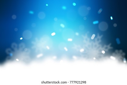 Dark BLUE vector background with xmas snowflakes. Shining colored illustration with snow in christmas style. The template can be used as a new year background.