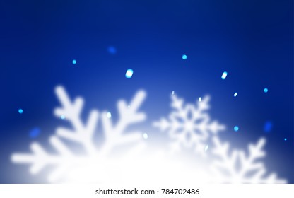 Dark BLUE vector background with xmas snowflakes. Glitter abstract illustration with crystals of ice. The pattern can be used for new year leaflets.