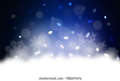 Dark BLUE vector background with xmas snowflakes. Shining colored illustration with snow in christmas style. The pattern can be used for new year leaflets.