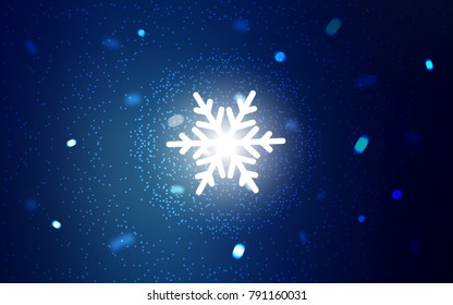 Dark BLUE vector background with xmas snowflakes. Blurred decorative design in xmas style with snow. The pattern can be used for year new  websites.