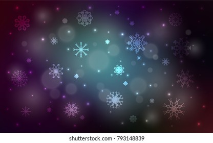 Dark BLUE vector background with xmas snowflakes. Glitter abstract illustration with crystals of ice. The pattern can be used for new year ad, booklets.