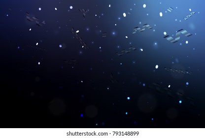 Dark BLUE vector background with xmas confetti. Glitter abstract illustration with colorful confetti, ribbons. The pattern can be used for carnival, festival leaflets.