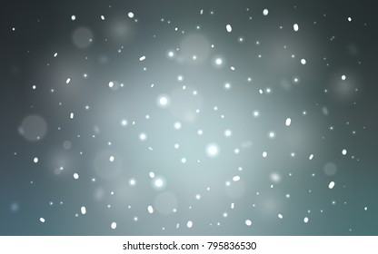 Dark BLUE vector background with xmas snowflakes. Snow on blurred abstract background with gradient. The pattern can be used for new year ad, booklets.
