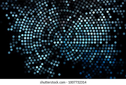 Dark BLUE vector banner with circles, spheres. Abstract spots. Background of Art bubbles in halftone style with colored gradient.