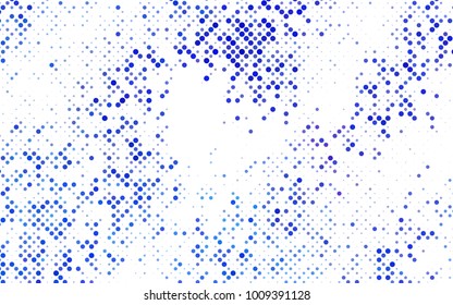 Dark BLUE vector banner with circles, spheres. Abstract spots. Background of Art bubbles in halftone style with colored gradient.