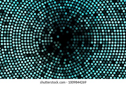 Dark BLUE vector banner with circles, spheres. Abstract spots. Background of Art bubbles in halftone style with colored gradient.