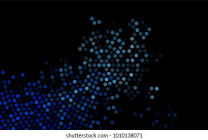 Dark BLUE vector banner with circles, spheres. Abstract spots. Background of Art bubbles in halftone style with colored gradient.