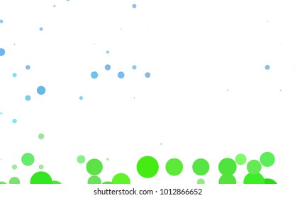 Dark BLUE vector banner with circles, spheres. Abstract spots. Background of Art bubbles in halftone style with colored gradient.
