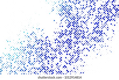 Dark BLUE vector banner with circles, spheres. Abstract spots. Background of Art bubbles in halftone style with colored gradient.