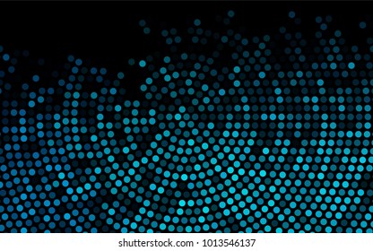 Dark BLUE vector banner with circles, spheres. Abstract spots. Background of Art bubbles in halftone style with colored gradient.