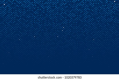 Dark BLUE vector banner with circles, spheres. Abstract spots. Background of Art bubbles in halftone style with colored gradient.
