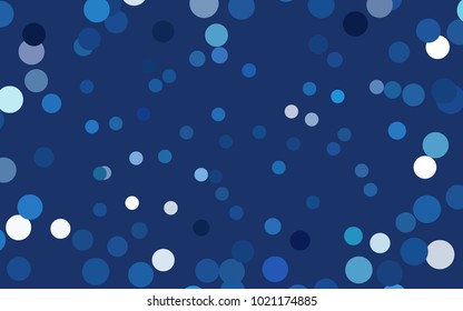 Dark BLUE vector banner with circles, spheres. Abstract spots. Background of Art bubbles in halftone style with colored gradient.