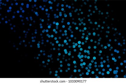 Dark BLUE vector banner with circles, spheres. Abstract spots. Background of Art bubbles in halftone style with colored gradient.