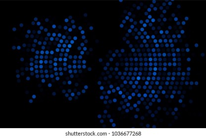 Dark BLUE vector banner with circles, spheres. Abstract spots. Background of Art bubbles in halftone style with colored gradient.