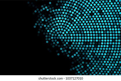Dark BLUE vector banner with circles, spheres. Abstract spots. Background of Art bubbles in halftone style with colored gradient.