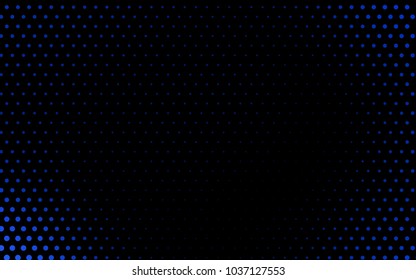 Dark BLUE vector banner with circles, spheres. Abstract spots. Background of Art bubbles in halftone style with colored gradient.