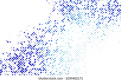 Dark BLUE vector banner with circles, spheres. Abstract spots. Background of Art bubbles in halftone style with colored gradient.