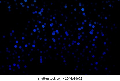 Dark BLUE vector banner with circles, spheres. Abstract spots. Background of Art bubbles in halftone style with colored gradient.
