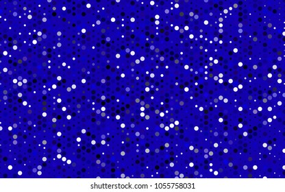Dark BLUE vector banner with circles, spheres. Abstract spots. Background of Art bubbles in halftone style with colored gradient.