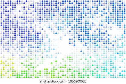Dark BLUE vector banner with circles, spheres. Abstract spots. Background of Art bubbles in halftone style with colored gradient.