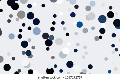 Dark BLUE vector banner with circles, spheres. Abstract spots. Background of Art bubbles in halftone style with colored gradient.
