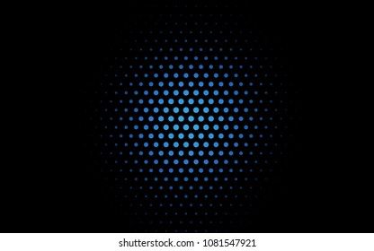 Dark BLUE vector banner with circles, spheres. Abstract spots. Background of Art bubbles in halftone style with colored gradient.