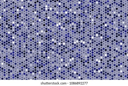 Dark BLUE vector banner with circles, spheres. Abstract spots. Background of Art bubbles in halftone style with colored gradient.