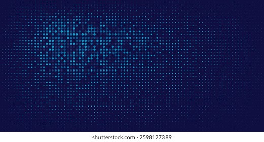 Dark BLUE vector banner with circles, spheres. Abstract spots. Background of Art bubbles in halftone style with colored gradient.