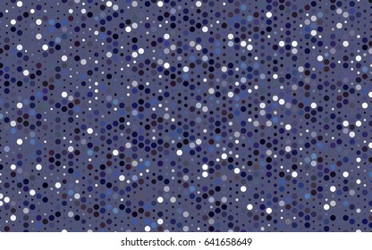 Dark BLUE vector banner with circles, spheres. Abstract spots. Background of Art bubbles in halftone style with colored gradient.