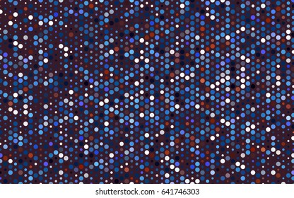 Dark BLUE vector banner with circles, spheres. Abstract spots. Background of Art bubbles in halftone style with colored gradient.