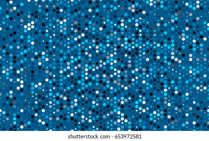 Dark BLUE vector banner with circles, spheres. Abstract spots. Background of Art bubbles in halftone style with colored gradient.