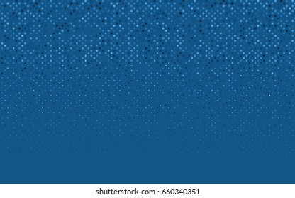 Dark BLUE vector banner with circles, spheres. Abstract spots. Background of Art bubbles in halftone style with colored gradient.