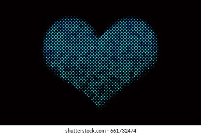 Dark BLUE vector banner with circles, spheres. Abstract spots. Background of Art bubbles in halftone style with colored gradient.