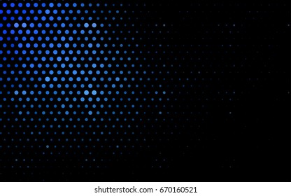 Dark BLUE vector banner with circles, spheres. Abstract spots. Background of Art bubbles in halftone style with colored gradient.
